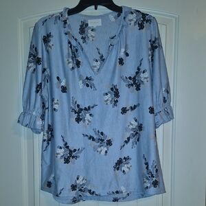 MELLODAY Blue Floral Blouse